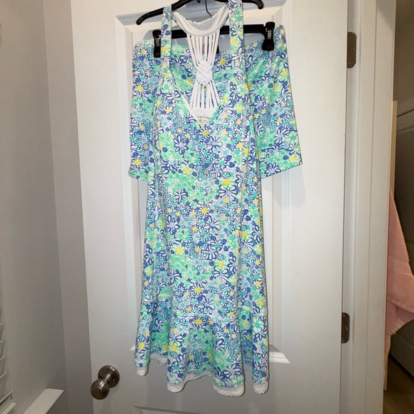 Floral Blue and Green athletic Dress and biker shorts NWOT - Picture 3 of 4